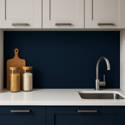Crédence de cuisine bleu foncé sur mesure. Livraison gratuite !