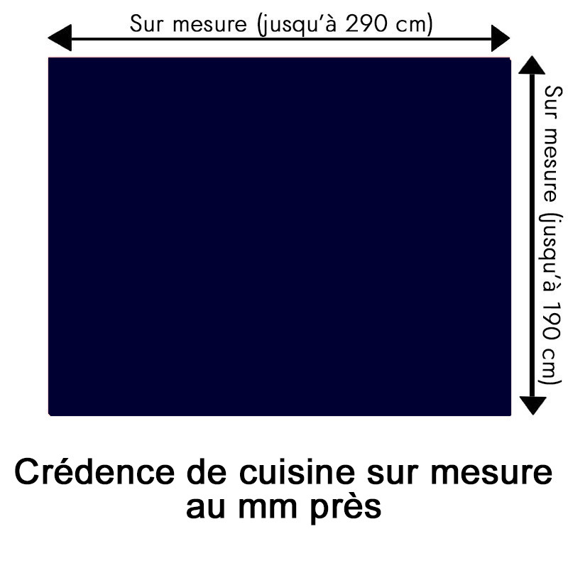 Crédence de cuisine bleu foncé sur mesure. Livraison gratuite !