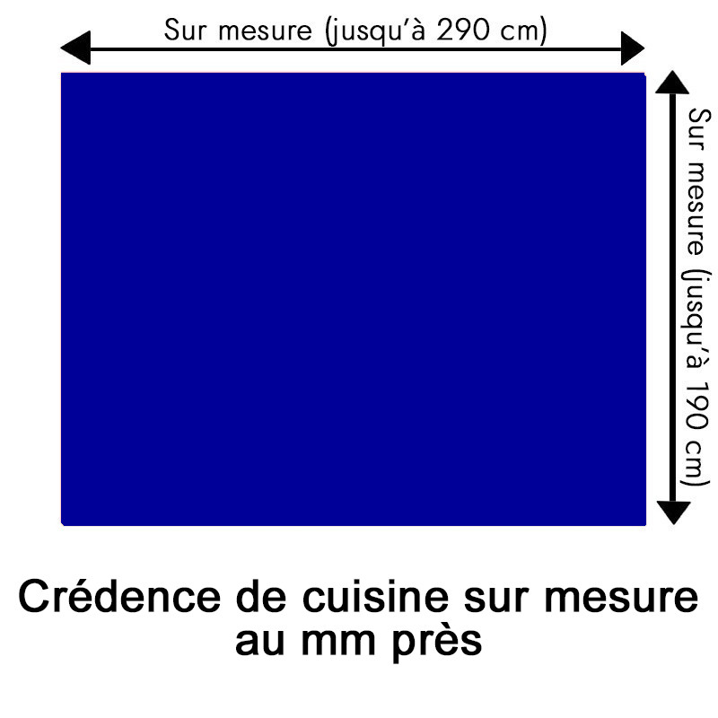 Crédence de cuisine bleu royal sur mesure. Livraison gratuite !