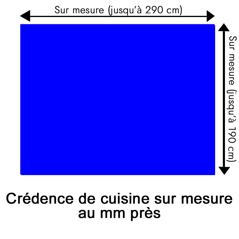 Crédence de cuisine bleu sur mesure. Livraison gratuite !