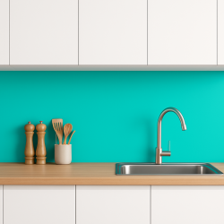Crédence de cuisine bleu lagon sur mesure. Livraison gratuite !