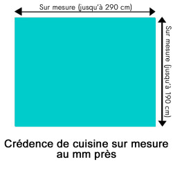 Crédence de cuisine bleu lagon sur mesure. Livraison gratuite !