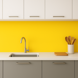 Crédence de cuisine jaune impérial sur mesure. Livraison gratuite !