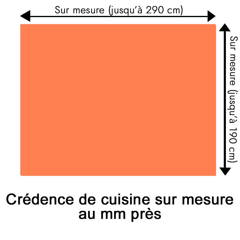 Crédence de cuisine orange corail sur mesure. Livraison gratuite !