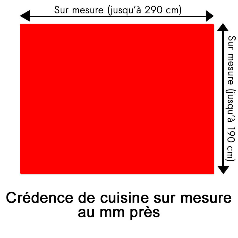 Crédence de cuisine rouge sur mesure. Livraison gratuite !
