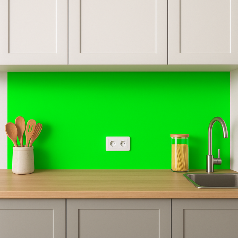 Crédence de cuisine vert sur mesure. Livraison gratuite !
