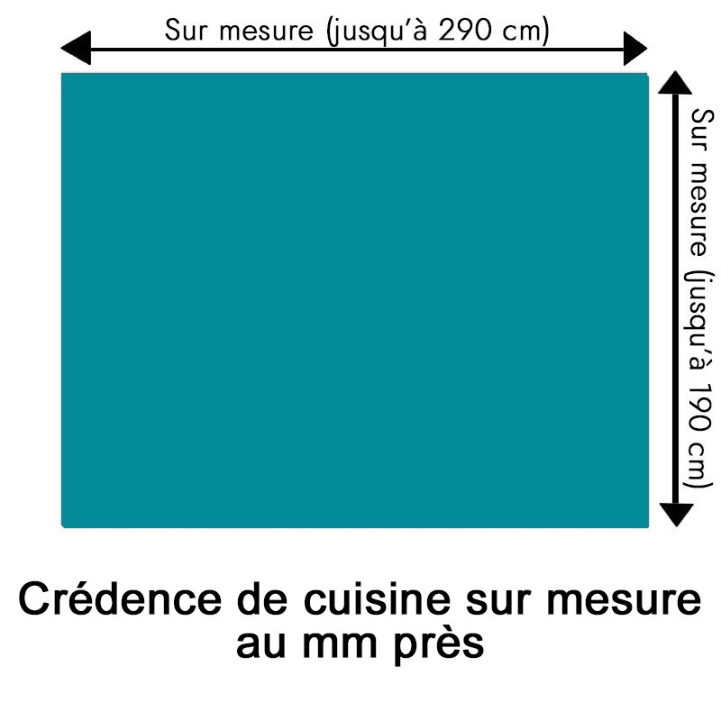 Crédence de cuisine bleu canard sur mesure. Livraison gratuite !