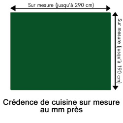 Crédence de cuisine vert foncé sur mesure. Livraison gratuite !