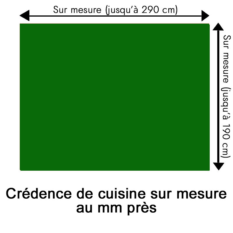Crédence de cuisine vert bouteille sur mesure. Livraison gratuite !