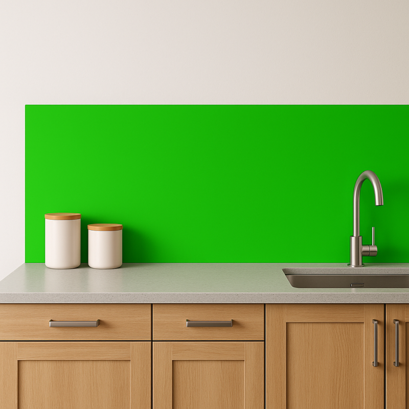 Crédence de cuisine vert citron sur mesure. Livraison gratuite !