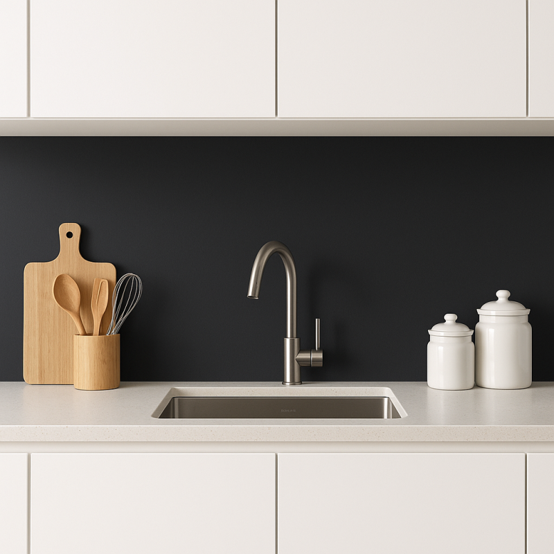 Crédence de cuisine gris foncé sur mesure. Livraison gratuite !