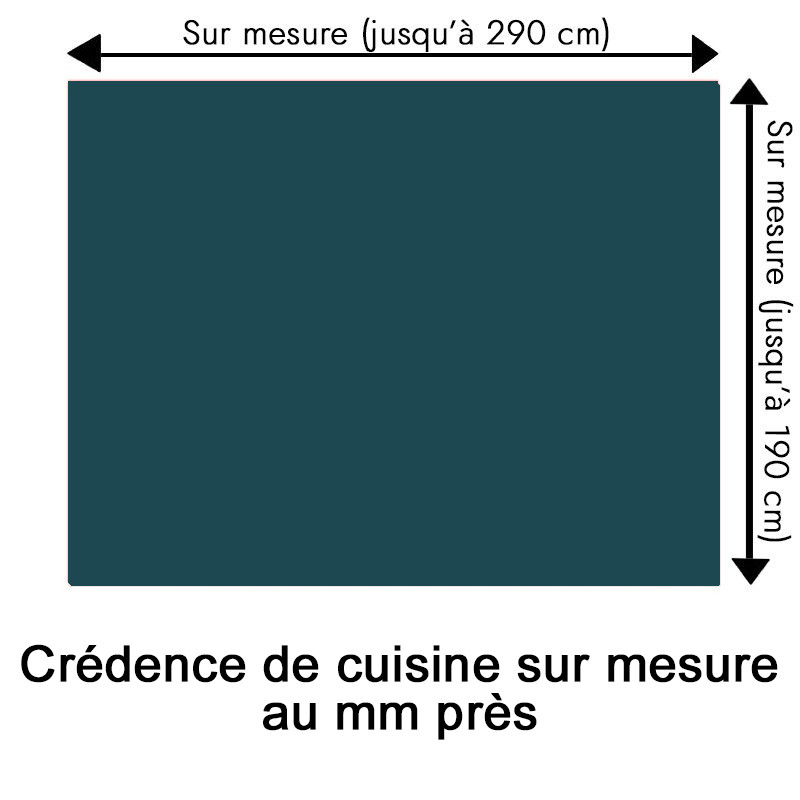 Crédence de cuisine bleu pétrole sur mesure. Livraison gratuite !