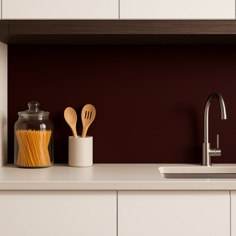 Crédence de cuisine brun foncé sur mesure. Livraison gratuite !