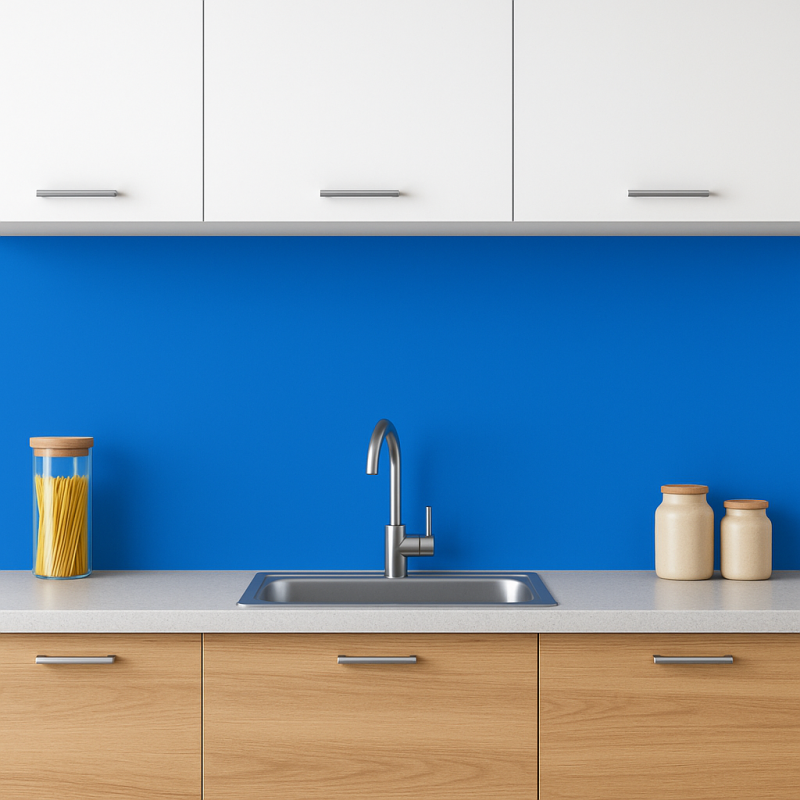 Crédence de cuisine bleu roi sur mesure. Livraison gratuite !