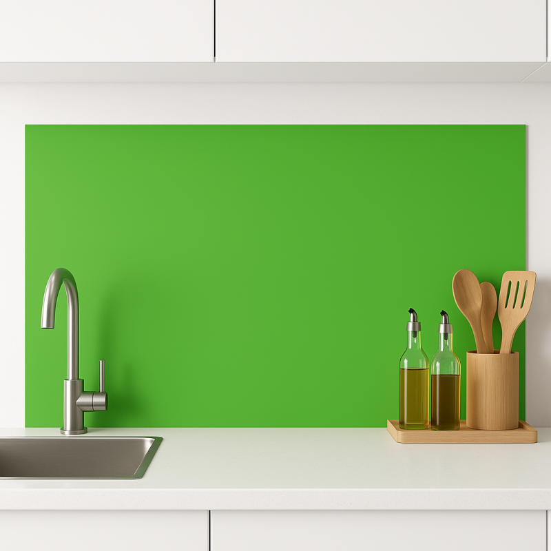 Crédence de cuisine vert pomme sur mesure. Livraison gratuite !