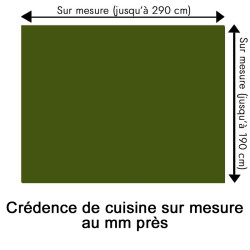 Crédence de cuisine vert militaire sur mesure. Livraison gratuite !