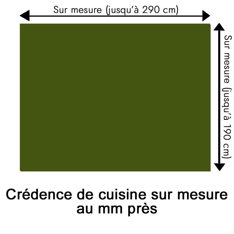 Crédence de cuisine vert militaire sur mesure. Livraison gratuite !