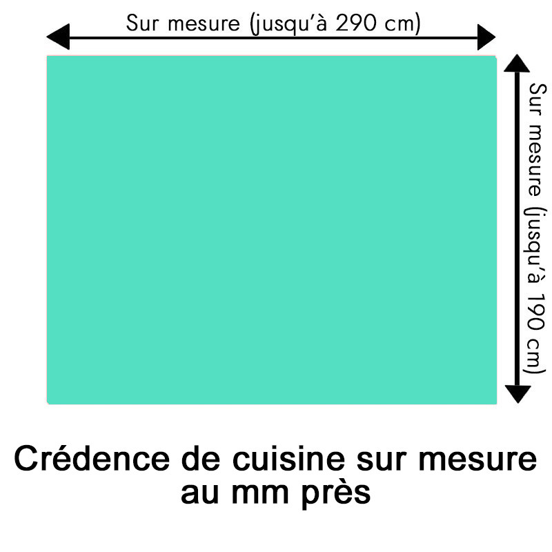 Crédence de cuisine vert lagon sur mesure. Livraison gratuite !