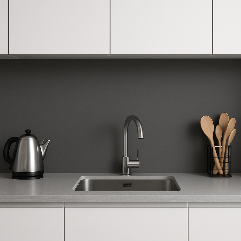 Crédence de cuisine gris sur mesure. Livraison gratuite !