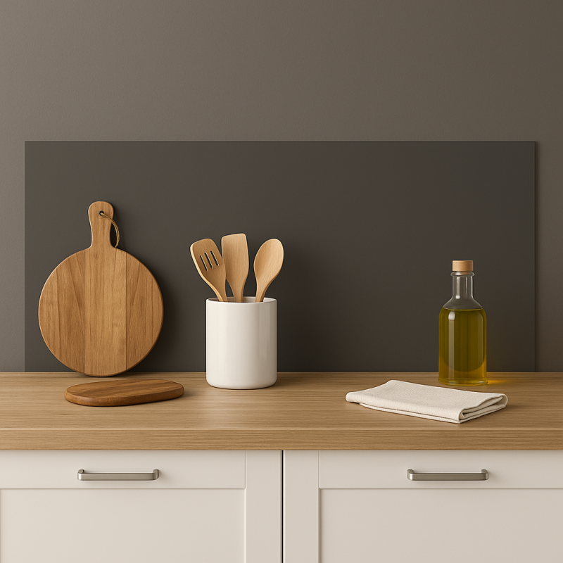 Crédence de cuisine gris plomb sur mesure. Livraison gratuite !