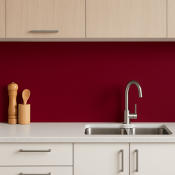 Crédence de cuisine rouge grenat sur mesure. Livraison gratuite !