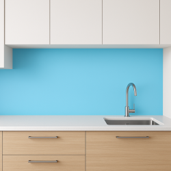 Crédence de cuisine bleu clair sur mesure. Livraison gratuite !