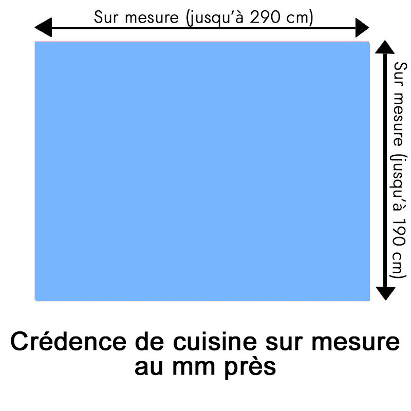 Crédence de cuisine bleu clair sur mesure. Livraison gratuite !