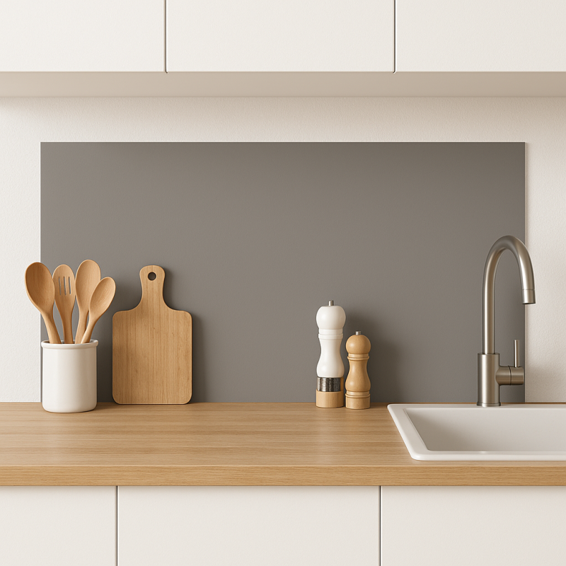 Crédence de cuisine gris titane sur mesure. Livraison gratuite !