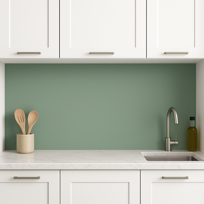 Crédence de cuisine vert céladon sur mesure. Livraison gratuite !