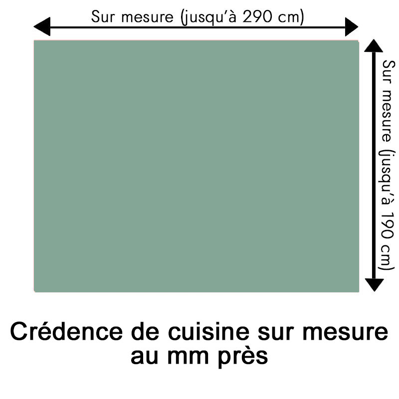 Crédence de cuisine vert céladon sur mesure. Livraison gratuite !