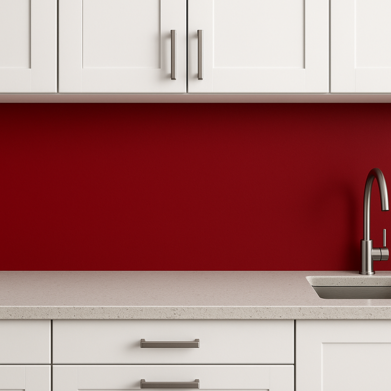 Crédence de cuisine rouge brique sur mesure. Livraison gratuite !