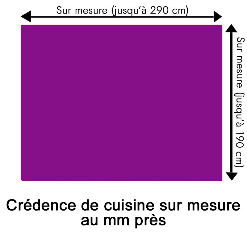 Crédence de cuisine violet foncé sur mesure. Livraison gratuite !