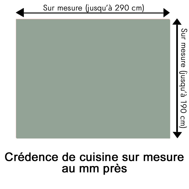 Crédence de cuisine vert sauge sur mesure. Livraison gratuite !
