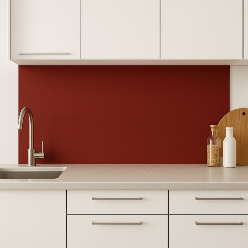 Crédence de cuisine orange rouille sur mesure. Livraison gratuite !