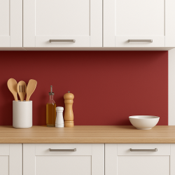 Crédence de cuisine rouge grenade sur mesure. Livraison gratuite !