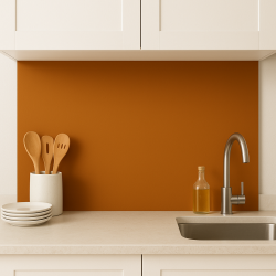 Crédence de cuisine orange cuivre sur mesure. Livraison gratuite !