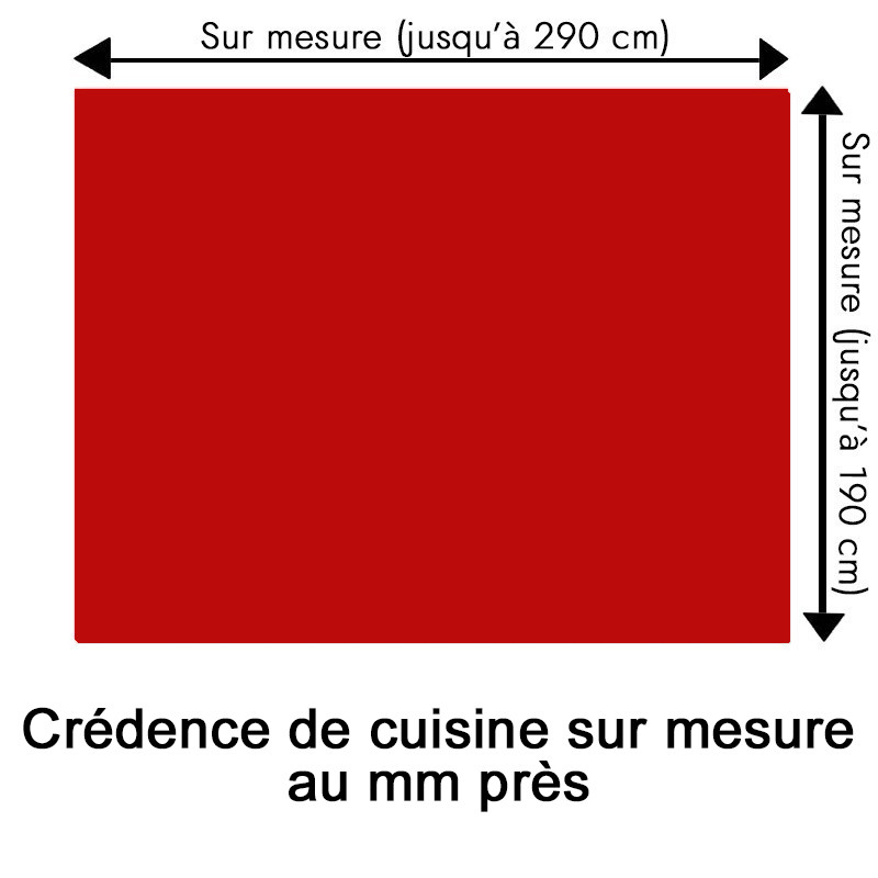 Crédence de cuisine rouge foncé sur mesure. Livraison gratuite !