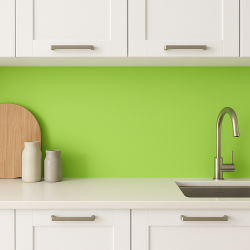 Crédence de cuisine vert pistache sur mesure. Livraison gratuite !