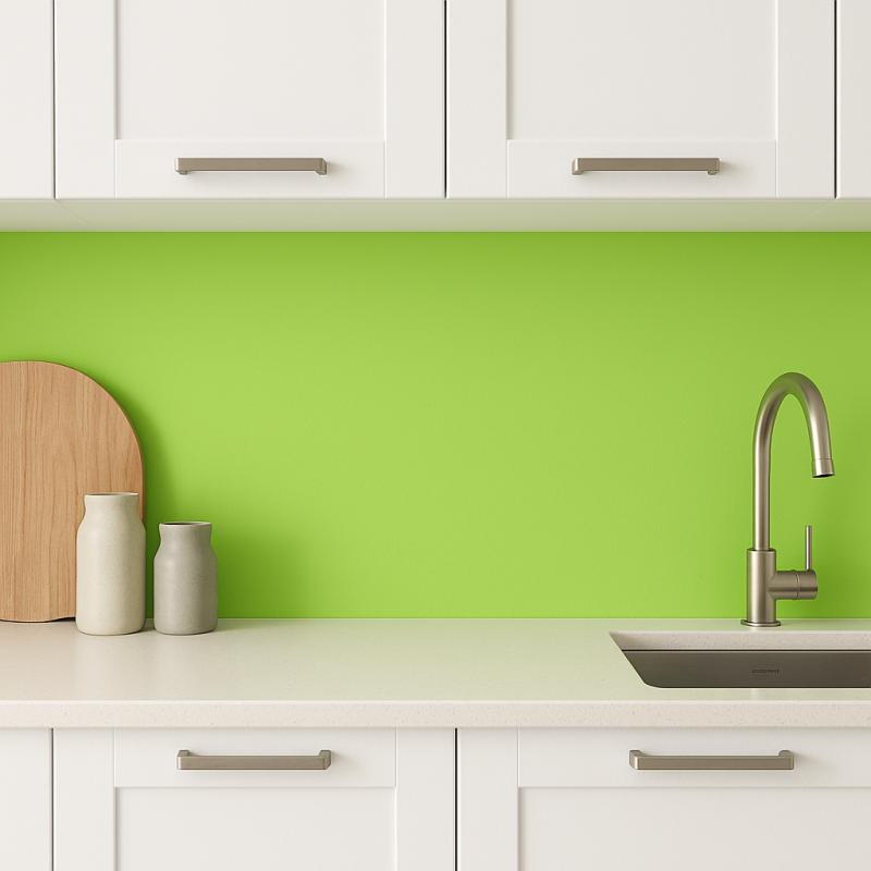 Crédence de cuisine vert pistache sur mesure. Livraison gratuite !
