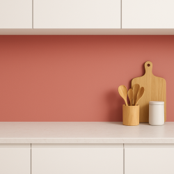 Crédence de cuisine rose rubis sur mesure. Livraison gratuite !