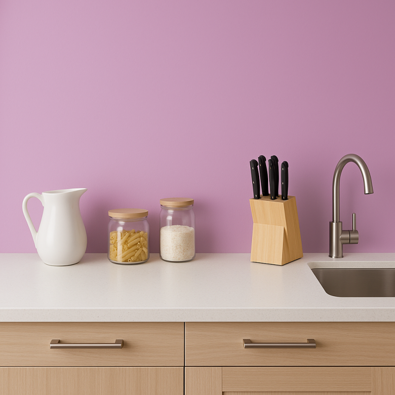 Crédence de cuisine mauve clair sur mesure. Livraison gratuite !
