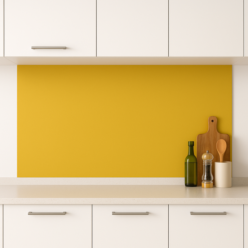 Crédence de cuisine jaune banane sur mesure. Livraison gratuite !
