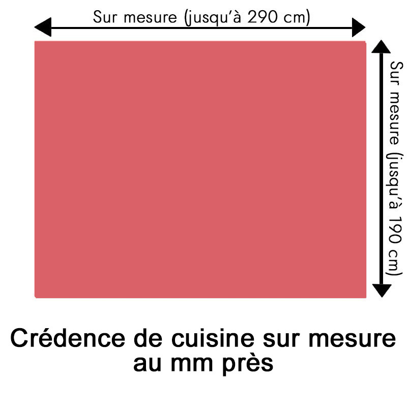 Crédence de cuisine rose pamplemousse sur mesure. Livraison gratuite !