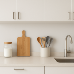 Crédence de cuisine gris clair sur mesure. Livraison gratuite !