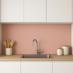 Crédence de cuisine rose pivoine sur mesure. Livraison gratuite !