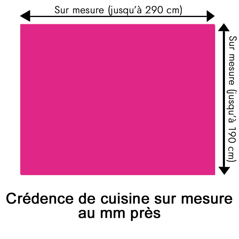 Crédence de cuisine rose foncé sur mesure. Livraison gratuite !