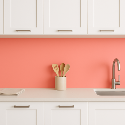 Crédence de cuisine rouge clair sur mesure. Livraison gratuite !