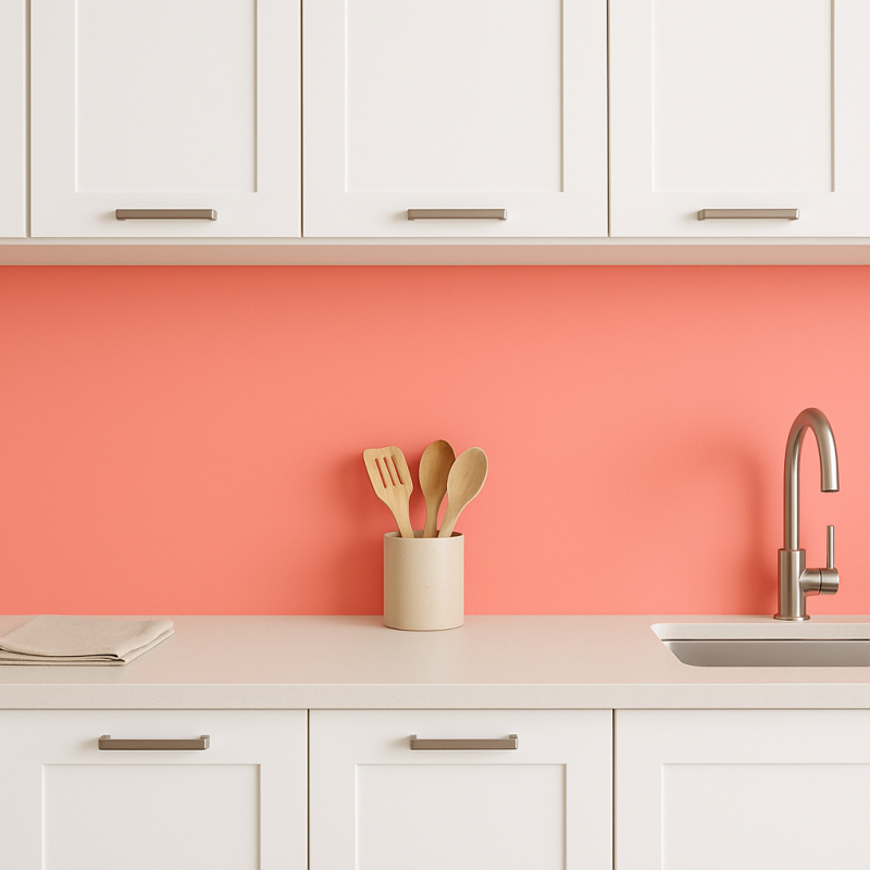 Crédence de cuisine rouge clair sur mesure. Livraison gratuite !