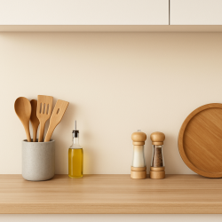 Crédence de cuisine blanc ivoire sur mesure. Livraison gratuite !