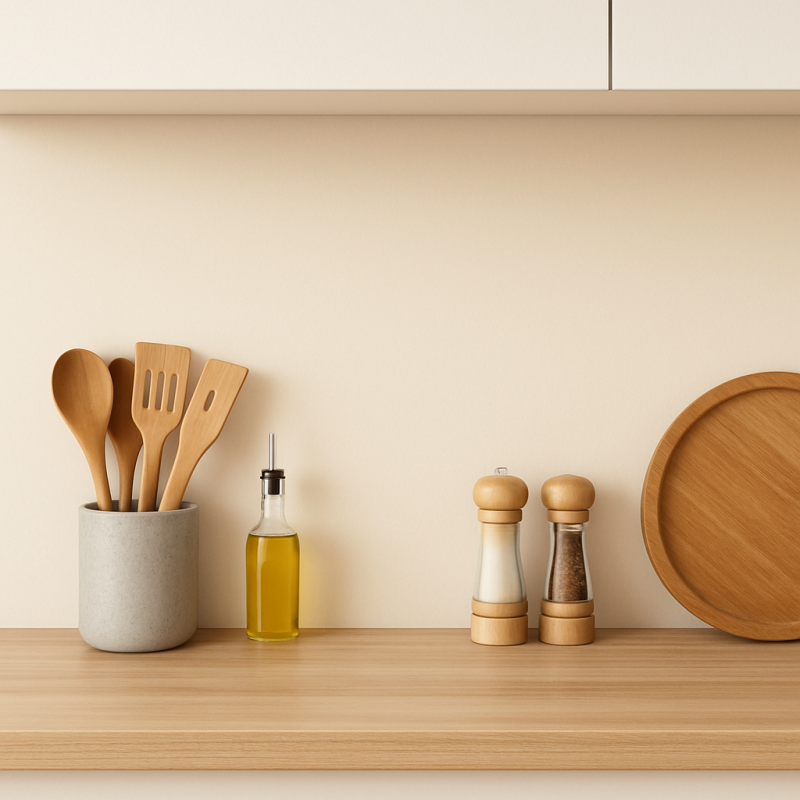 Crédence de cuisine blanc ivoire sur mesure. Livraison gratuite !